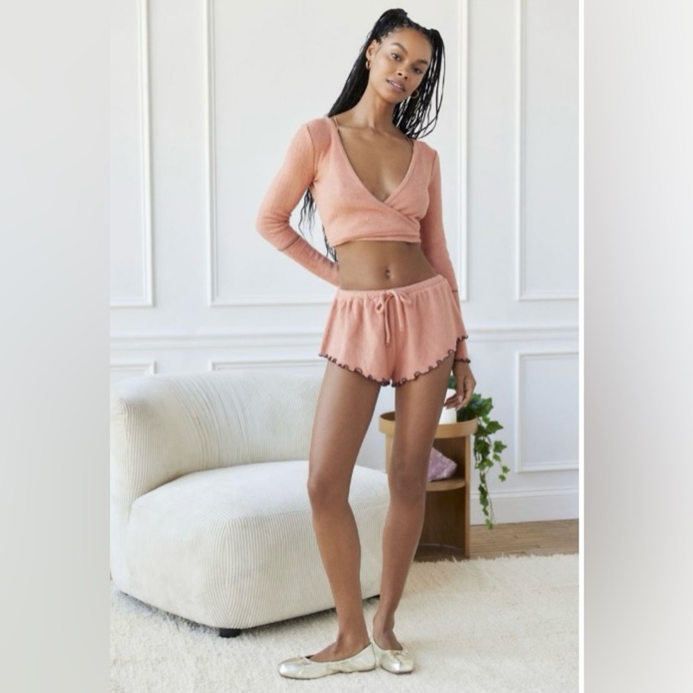 Out From Under Jorja Cozy Wrap Top & Short Set in Rust X-Small NWT 🏷️💕